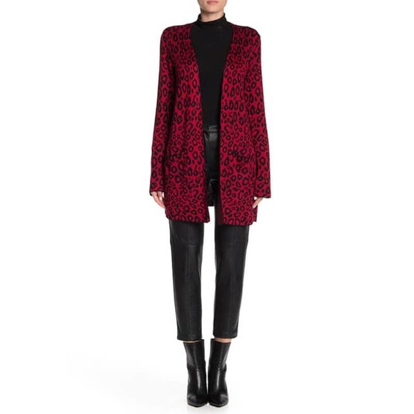 Joseph A Sweaters - JOSEPH A Leopard Open Front Cardigan XS Petite NEW
